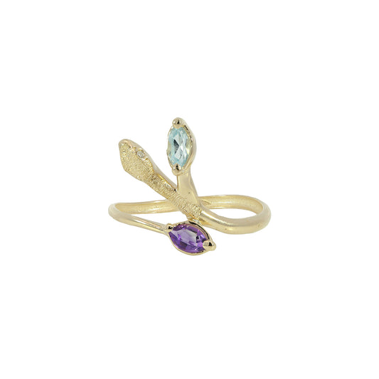 Snake gemstone ring - amatista y topacio